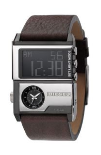 DIESEL® Dual Time Leather Band Watch