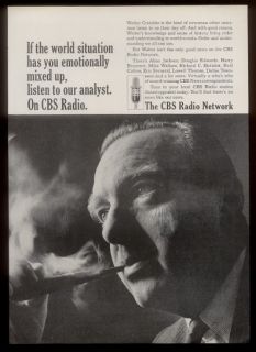 1966 Walter Cronkite Pipe Smoking Photo CBS Radio Network Vintage