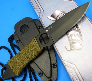  Cord Wrapped Fixed Blade Tactical Neck Boot Knife Black Sheath