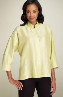 Eileen Fisher Mandarin Collar Dupioni Silk Shirt