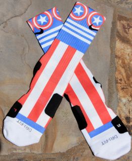 Nike Dri FIT Elite Basketball Socks Captain America Custom Size Large
