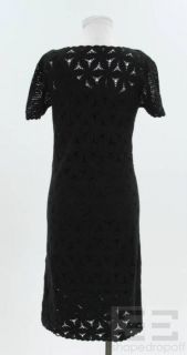 Cynthia Cynthia Steffe Black Crochet Knit Overlay Short Sleeve Dress