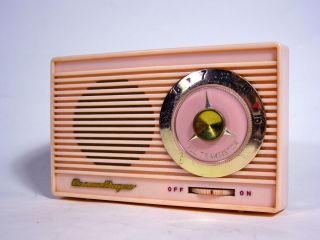 Vintage Japanese Crown TR 830 Antique Pink Transistor Radio 1959