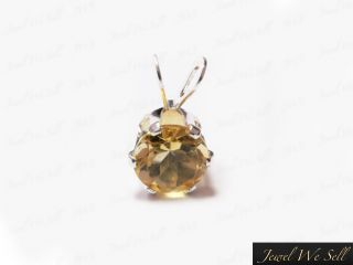 6mm round cut natural citrine 925 sterling silver pendant new