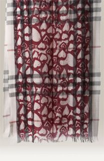 Burberry Check Print Scarf with Painted Hearts