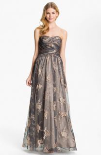 Hailey by Adrianna Papell Strapless Glitter Tulle Gown