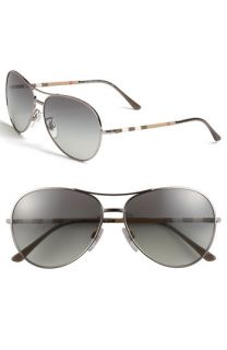 Burberry Check Temple Aviator Sunglasses