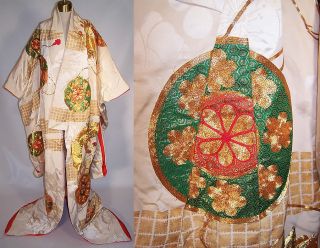 Vintage Japanese Crane Gold Embroidered Uchikake Wedding Kimono