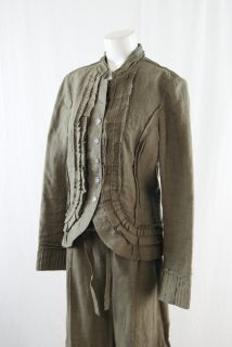 CYNTHIA Cynthia Steffe Light Brown Linen Jacket & Crop Pants Suit 6 8