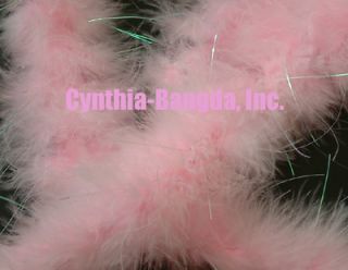 15g Baby Pink with Lurex Tinsel marabou feather boa for trim, sewing 2