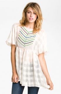 Free People Golden Age Cutout Back Peasant Top