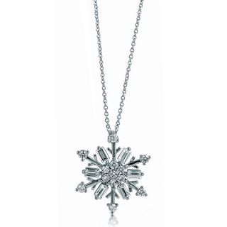 sterling silver 925 cz snowflake pendant necklace new