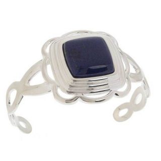  Sterling Silver Cushion Cut Lapis Cuff Bracelet