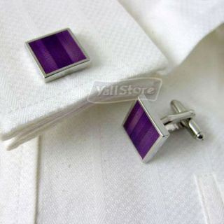 New Dress Purple Stripe Enamel Cufflinks Cuff Links