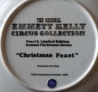 david grossman emmett kelly circus collection plate christmas feast