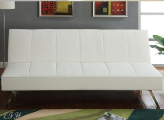 New Citron Contemporary Style White or Black Bycast Leather Futon Sofa
