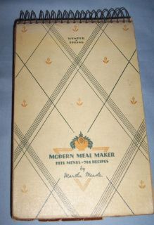 Reversible Modern Meal Maker Cookbook Martha Meade 1935