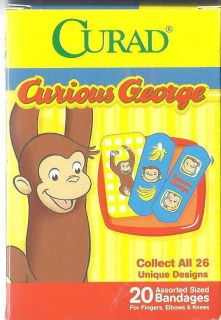 Curad Curious George Strips Bandages Band Aid 20ct