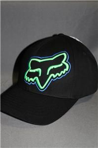 fox racing flexfit hat cap damo black green blue