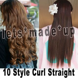 10 Style ♥ Curly Curl Wavy Straight Clip in on Hair Extension