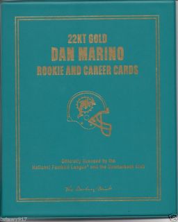 Dan Marino 2 22kt Gold Card Set Danbury Mint Limited