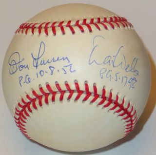 David Wells Don Larsen Dual Signed Perfect Game NY Yankee Pitchers