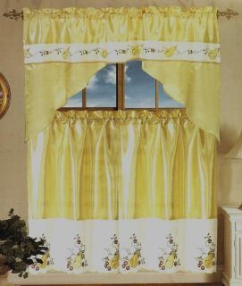 Pear Fruit Yellow Gold 36 Tier Curtain and Swag