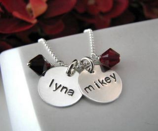 Sterling Silver Stamped Personalized 3 Charms Baby Kids Name Mom
