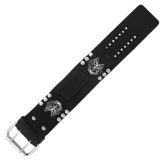 Harley Davidson Style Wide Leather Watch Band w Wolf