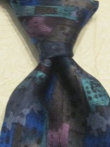Garcia Designer Neck Tie Silk Geometric Mexico Made Blues Gray