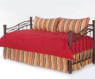 Cherry Red w Stripes 4pc Set Daybed Bedding Green Blue