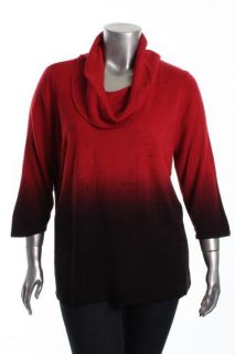 Elementz New Red Embellished Cowl Neck 3 4 Sleeve Pullover Sweater