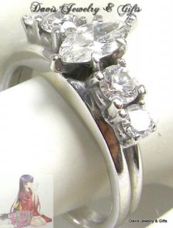 Natural Diamond Ring Solid 14k White Gold Engagement Wedding Band Wrap
