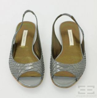Cynthia Vincent Grey Embossed Leather Slingback Flats Size 9