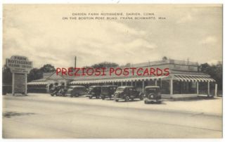 Darien Ct Farm Rotisserie Restaurant 1930s Postcard