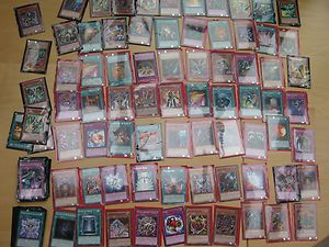  of 98 Yugioh Cards Including Dark Magician and Card Deck Boxes