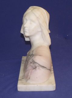 Vintage Jeanne DArc Solid Marble Bust Sculpture RARE