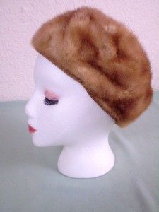 vintage brown fur beret style hat fs