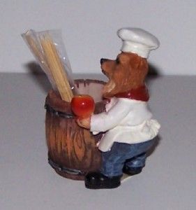 Pomeranian Chef Dog Toothpick or Ring Holder Resin Figurine in Gift