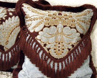 Designer Throw Pillows Old World Weavers silk velvet decorative brown