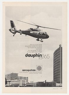 1976 Aerospatiale SA 365 Dauphin Helicopter Photo Print Ad