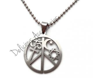 Coexist Pendant Necklace Star of David Cross Ohm Islamic Moon Peace