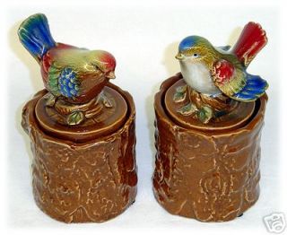 Ceramic Bird Canister Lid Brown Red Blue Home Decor New