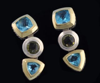 David Yurman Renaissance Blue Topaz Citrine Earrings