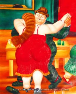 The Dancers Fernando Botero Reproduction in Oil 48x38 Red