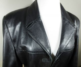 500 DARIENZO Softenst Black Leather Trench Coat Sz M 40 Italy