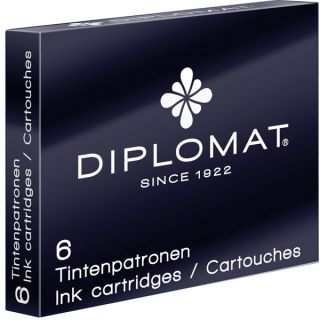 Diplomat Fountain Pen Royal Blue Ink Cartridges Qty 6