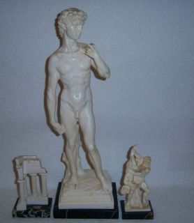Italian Alabaster Resin Sculpture G Ruggeri David Hercules Diomede