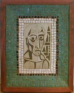 David Holleman Framed Modern Cubist Tile Mosaic
