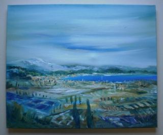 Varodi Original Signed Oil Painting Tiberias Kinneret Galilee Israel